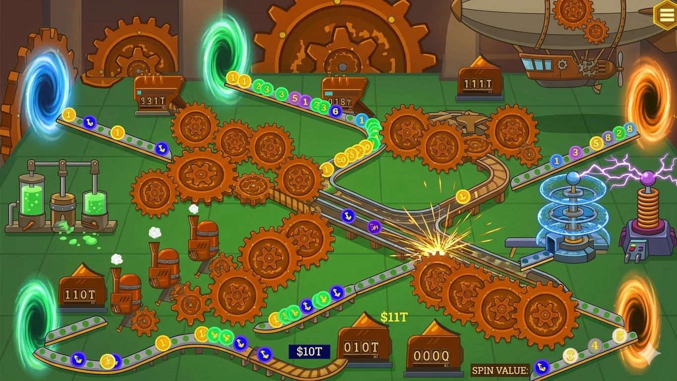 Wide screenshot of the main factory floor filled